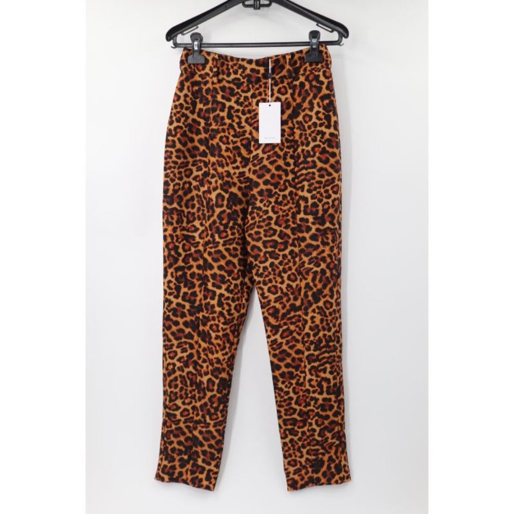NWT lovers + friends womens small high waist leopard animal print pants pleated